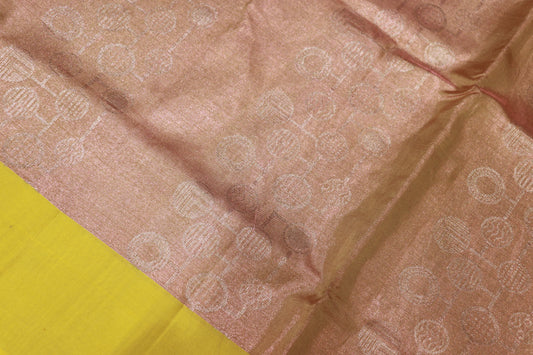 Pure Silk Tissue Saree Half White With Yellow  Mixed  Colour - Vaishali Silks