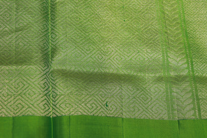 Pure Silk Tissue Saree  Dark Blue With  Parrot Green Colour - Vaishali Silks