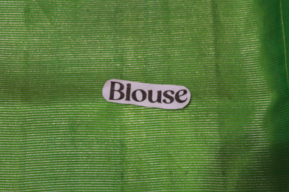 Pure Silk Tissue Saree  Dark Blue With  Parrot Green Colour - Vaishali Silks