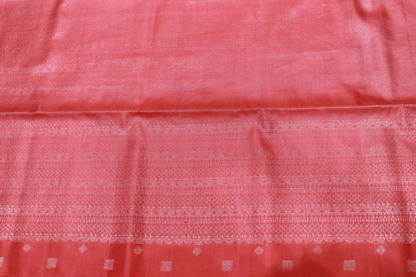 Pure  Silk  Saree Peac h With  Grey Colour - Vaishali Silks