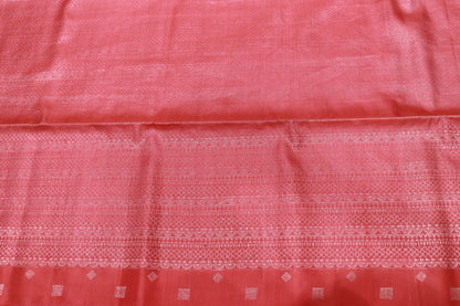 Pure  Silk  Saree Peac h With  Grey Colour - Vaishali Silks