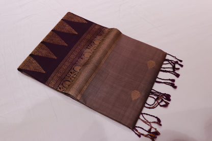 Pure  Silk  Saree Brown With Voilet Colour - Vaishali Silks