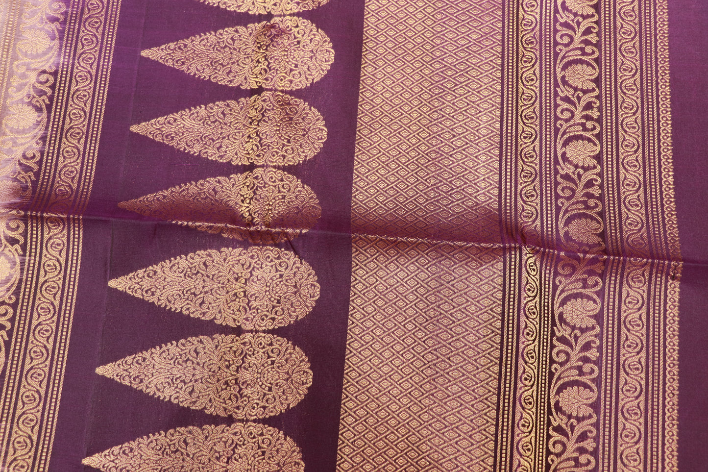 Pure  Silk  Saree Brown With Voilet Colour - Vaishali Silks