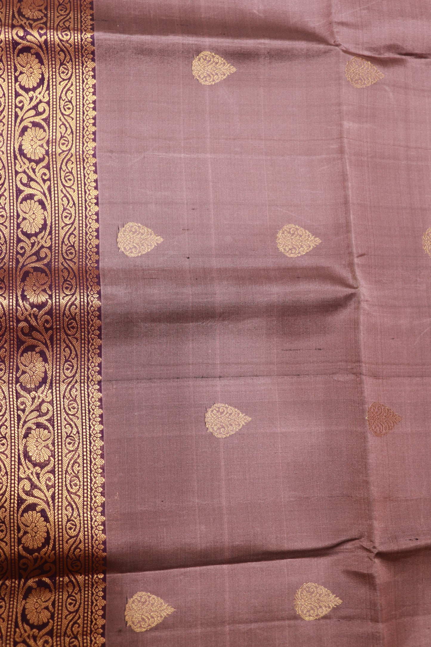 Pure  Silk  Saree Brown With Voilet Colour - Vaishali Silks