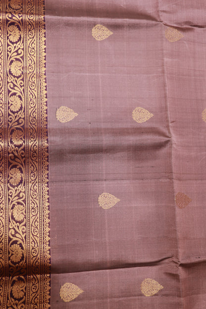 Pure  Silk  Saree Brown With Voilet Colour - Vaishali Silks
