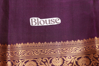 Pure  Silk  Saree Brown With Voilet Colour - Vaishali Silks