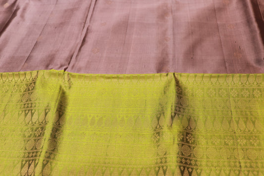 Pure  Silk  Saree Grey With  Green Colour - Vaishali Silks