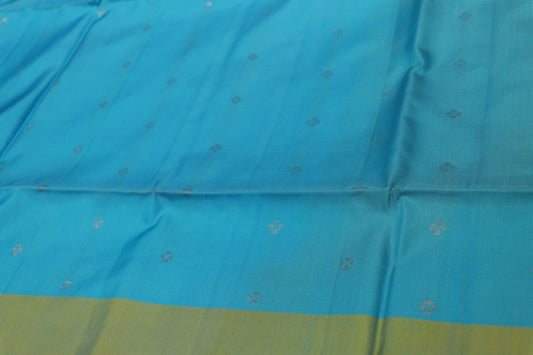 Pure  Silk  Saree  Blue  With Green Colour - Vaishali Silks