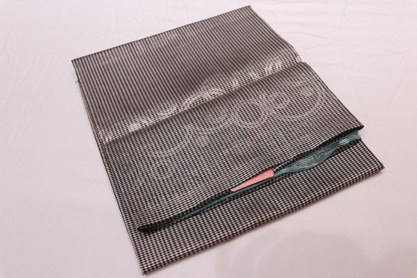 Pure  Silk  Saree White &  Black Checked With Blue Colour - Vaishali Silks