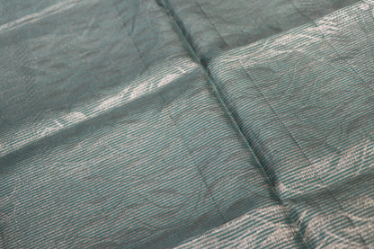 Pure  Silk  Saree White &  Black Checked With Blue Colour - Vaishali Silks