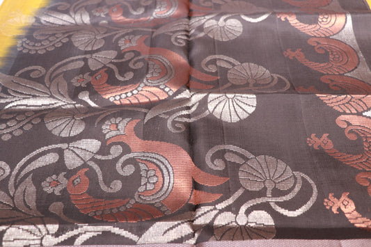 Pure  Silk  Saree  Mustard With Black Colour - Vaishali Silks