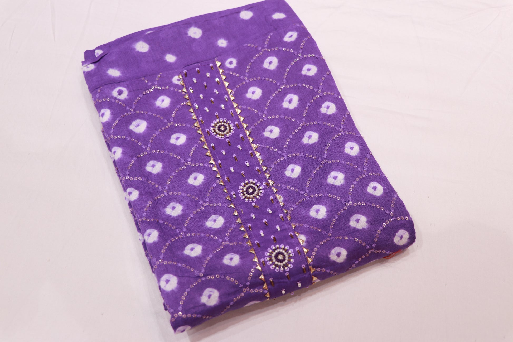 Pure  Cotton  Salwar  Material  Voilet Colour - Vaishali Silks