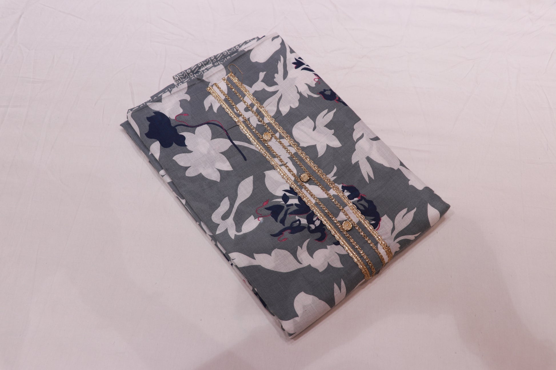 Pure  Cotton  Salwar  Material Grey Colour - Vaishali Silks