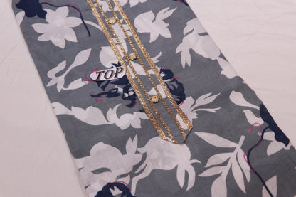 Pure  Cotton  Salwar  Material Grey Colour - Vaishali Silks