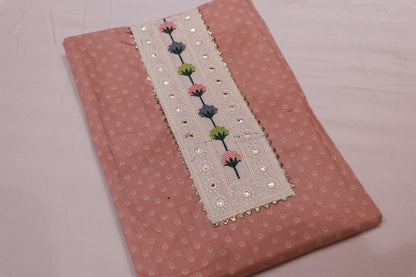 Pure  Cotton  Salwar  Material Peach Colour - Vaishali Silks