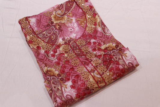 Pure  Cotton  Salwar  Material   Pink Colour - Vaishali Silks