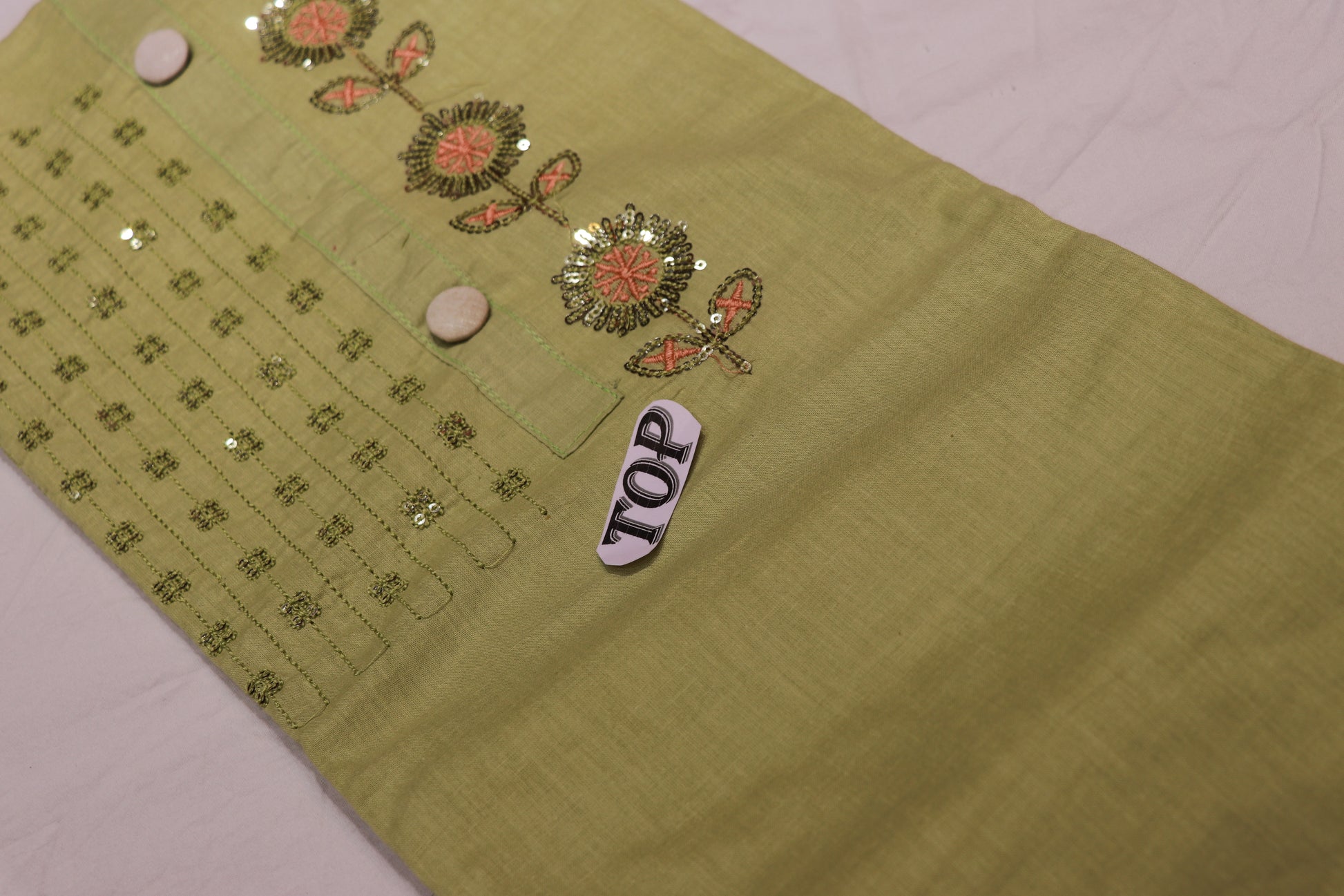 Pure  Cotton  Salwar  Material  Pista Green Colour - Vaishali Silks
