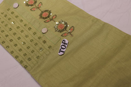 Pure  Cotton  Salwar  Material  Pista Green Colour - Vaishali Silks