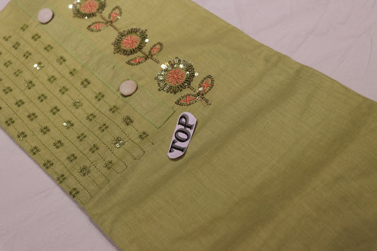 Pure  Cotton  Salwar  Material  Pista Green Colour - Vaishali Silks