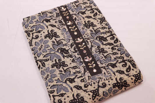 Salwar  Material  Half  White  With Black  Colour - Vaishali Silks