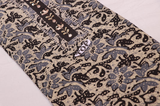 Salwar  Material  Half  White  With Black  Colour - Vaishali Silks