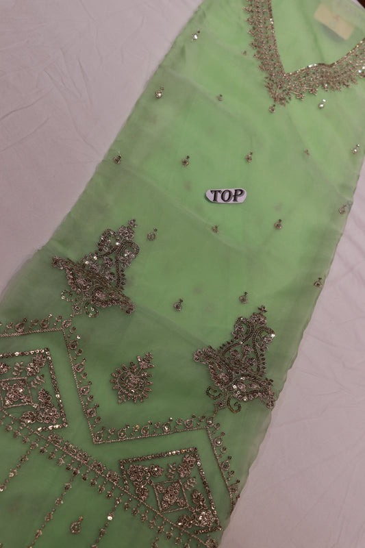 Salwar  Material  Organza  Pista Green  Colour - Vaishali Silks