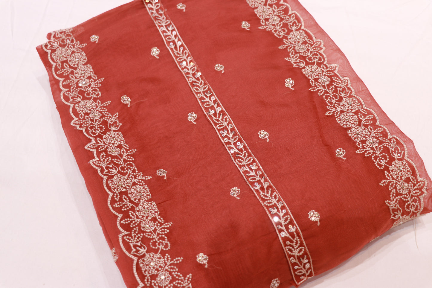 Salwar  Material Organza Brown Colour - Vaishali Silks