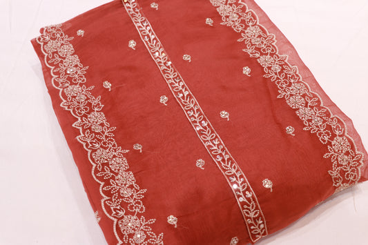 Salwar  Material Organza Brown Colour - Vaishali Silks
