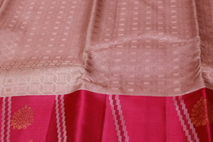 Pure Silk Saree  Cream With  Pink Colour - Vaishali Silks