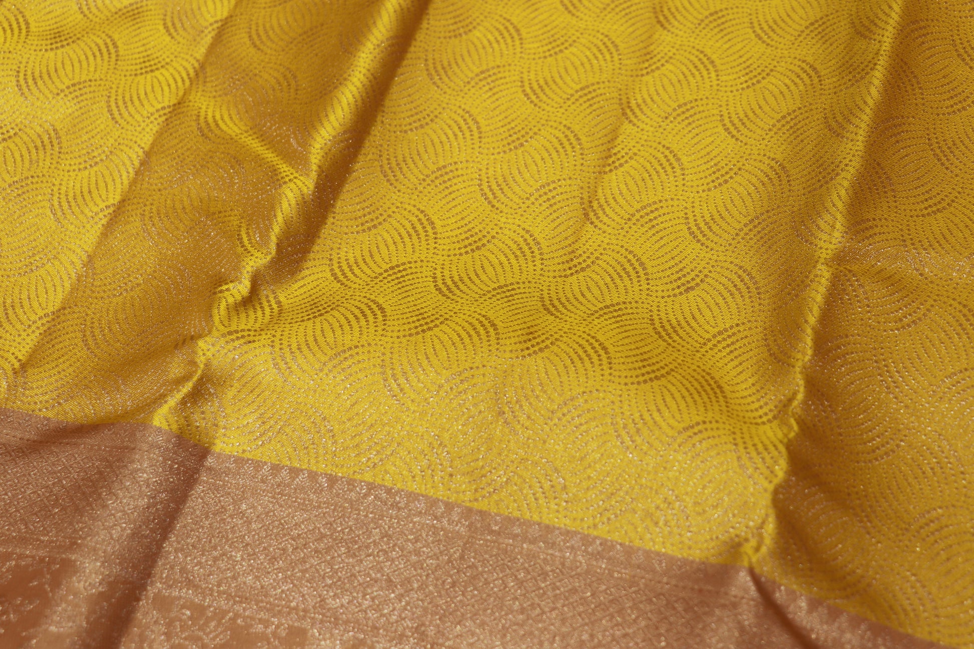 Pure Silk Saree  Yellow with Sandal  Colour - Vaishali Silks