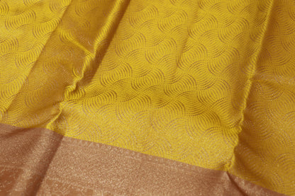 Pure Silk Saree  Yellow with Sandal  Colour - Vaishali Silks