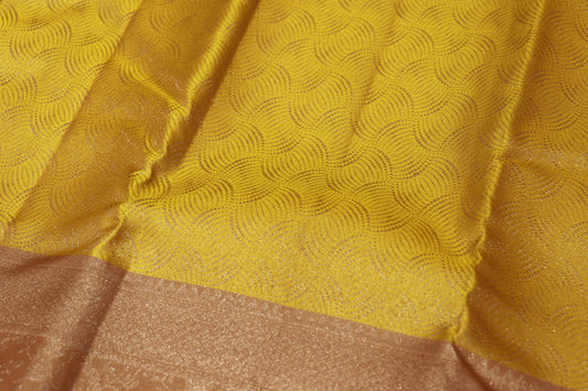 Pure Silk Saree  Yellow with Sandal  Colour - Vaishali Silks
