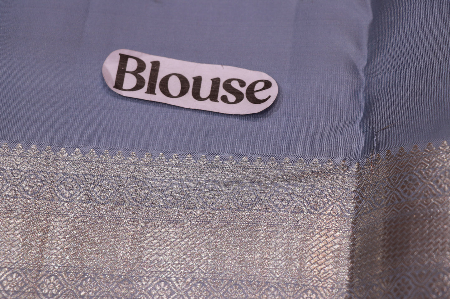 Pure Silk Saree   Gray  with Light  Blue  Colour - Vaishali Silks