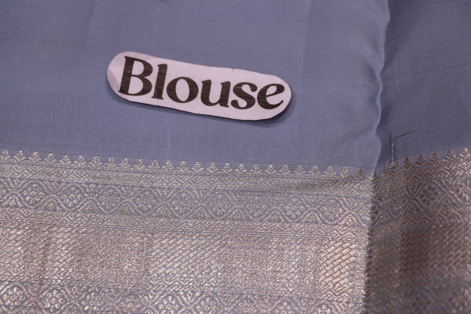 Pure Silk Saree   Gray  with Light  Blue  Colour - Vaishali Silks