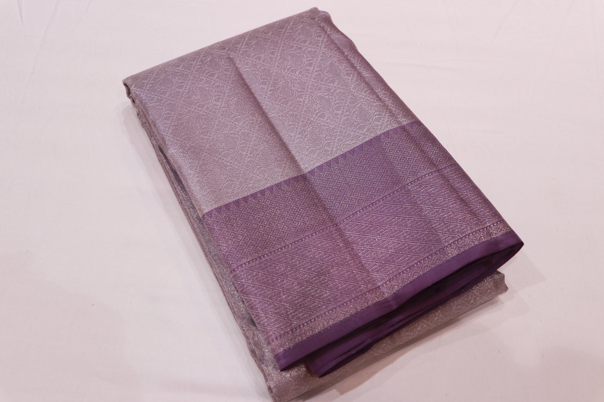 Pure Silk Saree   Gray  With Purpal  Colour - Vaishali Silks