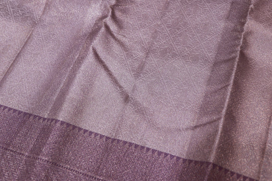 Pure Silk Saree   Gray  With Purpal  Colour - Vaishali Silks