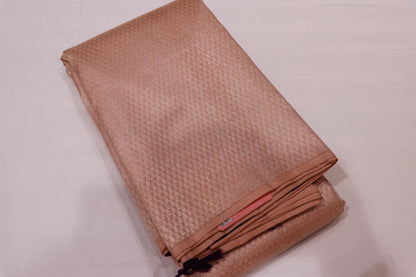 Pure Silk Saree  Cream  With  Violet  Colour - Vaishali Silks