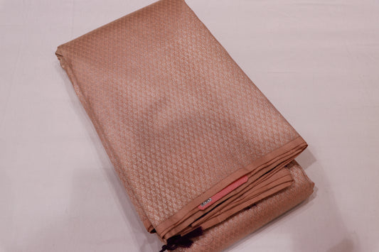 Pure Silk Saree  Cream  With  Violet  Colour - Vaishali Silks