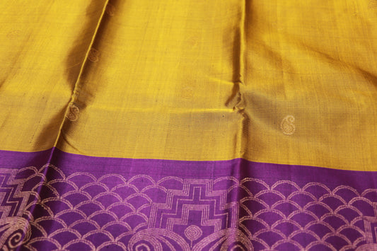 Pure Silk Saree  Green with Violet Colour - Vaishali Silks