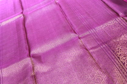 Pure Silk Saree  Green with Violet Colour - Vaishali Silks