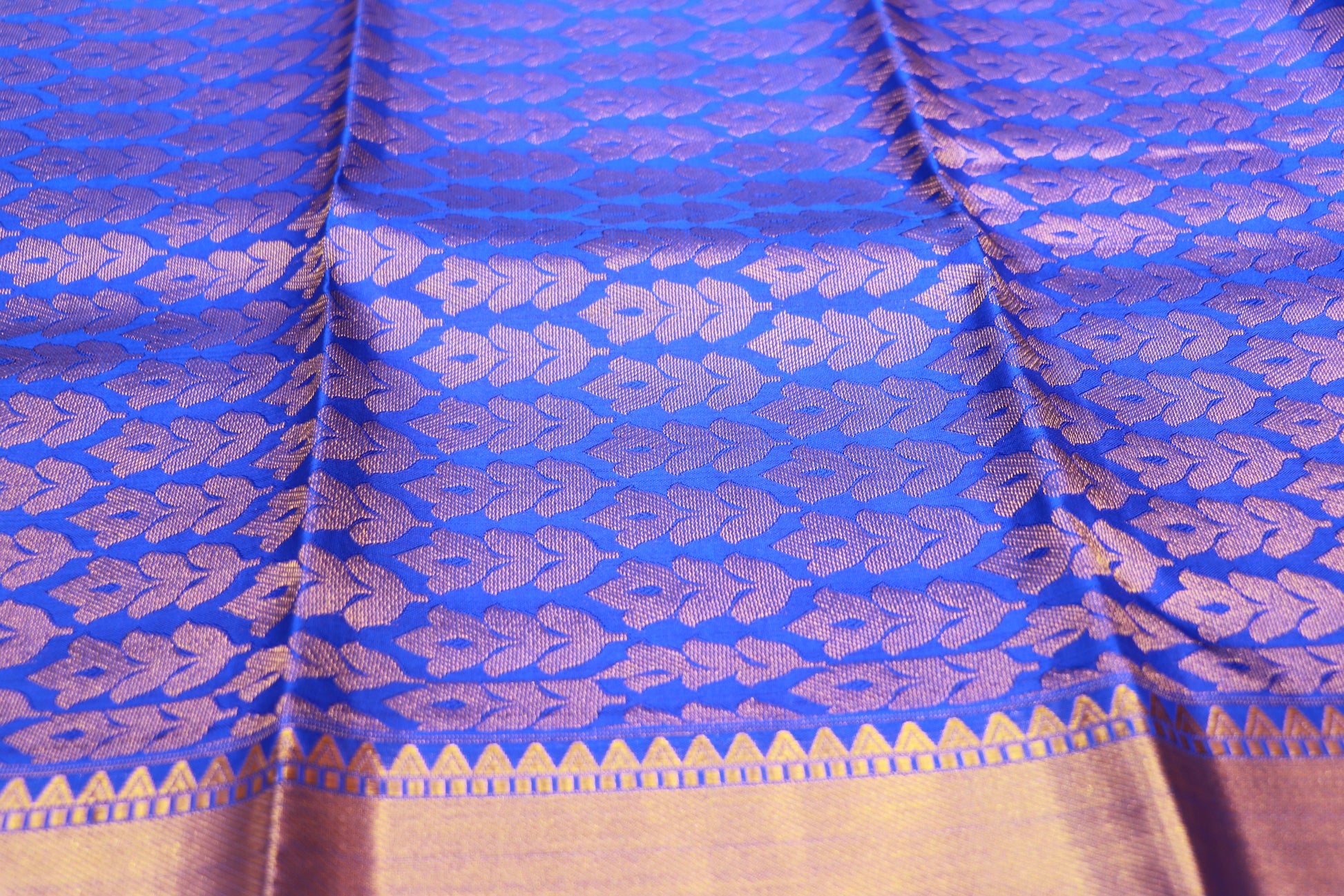Pure Silk Saree  Yellow with  Blue Colour - Vaishali Silks