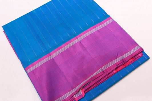 Pure Silk Saree  Blue With Violet Colour - Vaishali Silks