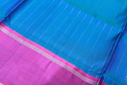Pure Silk Saree  Blue With Violet Colour - Vaishali Silks