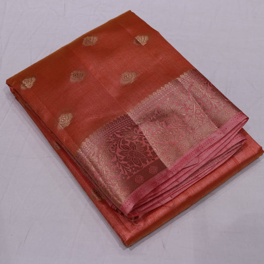 Fancy Saree Orange With  Peach Colur - Vaishali Silks