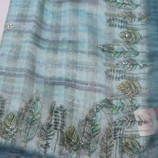Fancy Saree Sky  Blue  Colour - Vaishali Silks