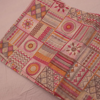 Short  Top White  with  Pink - Vaishali Silks