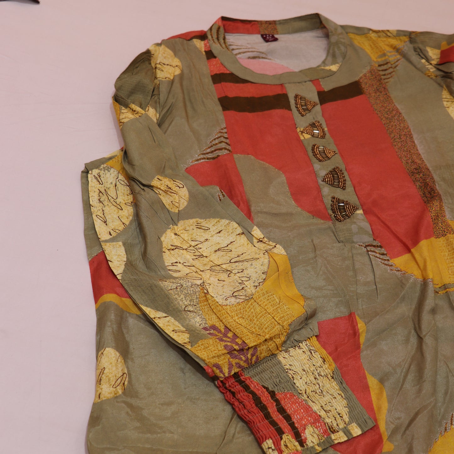 Short  Top  Green With Orange  Colour - Vaishali Silks