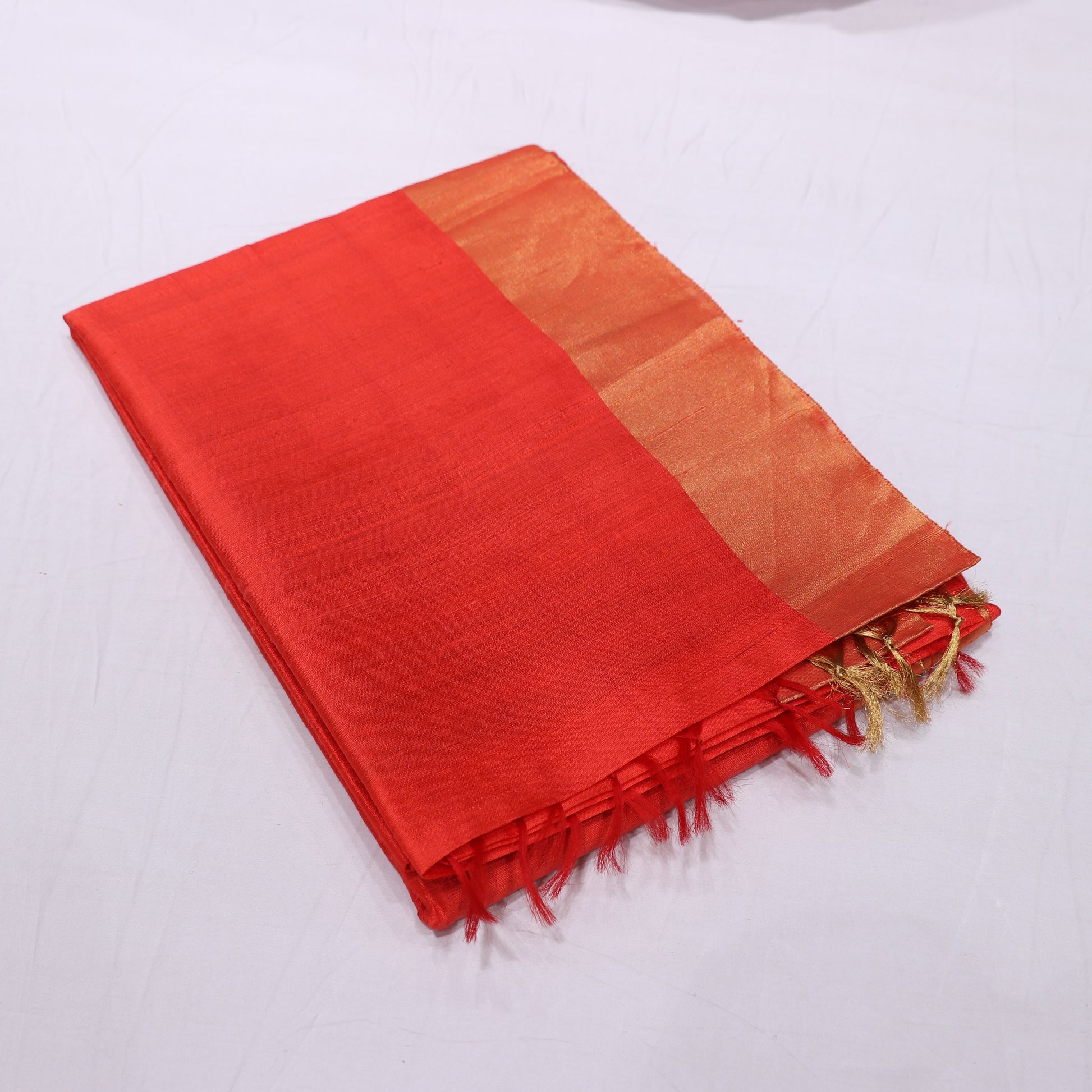 Raw  Silk  Orange  Colour - Vaishali Silks