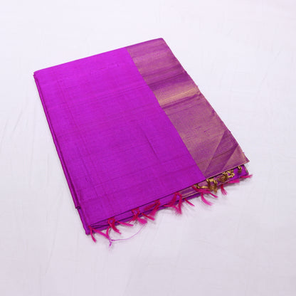 Raw Silk Pink With  Green Colour - Vaishali Silks