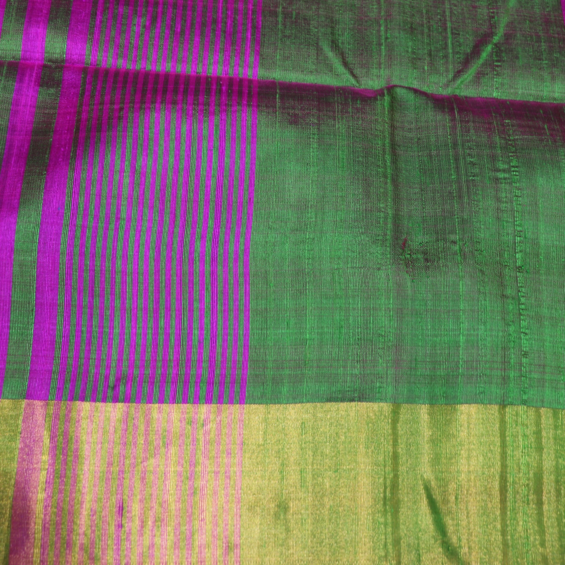 Raw Silk Pink With  Green Colour - Vaishali Silks
